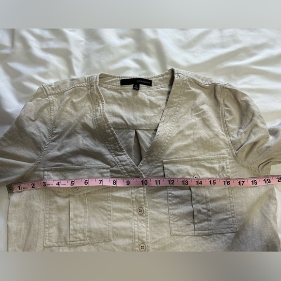 Harve Benard Linen Khaki Pullover Long Sleeve Blouse - Picture 8 of 9